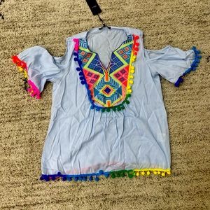 💐Neon spring cold shoulder top💐